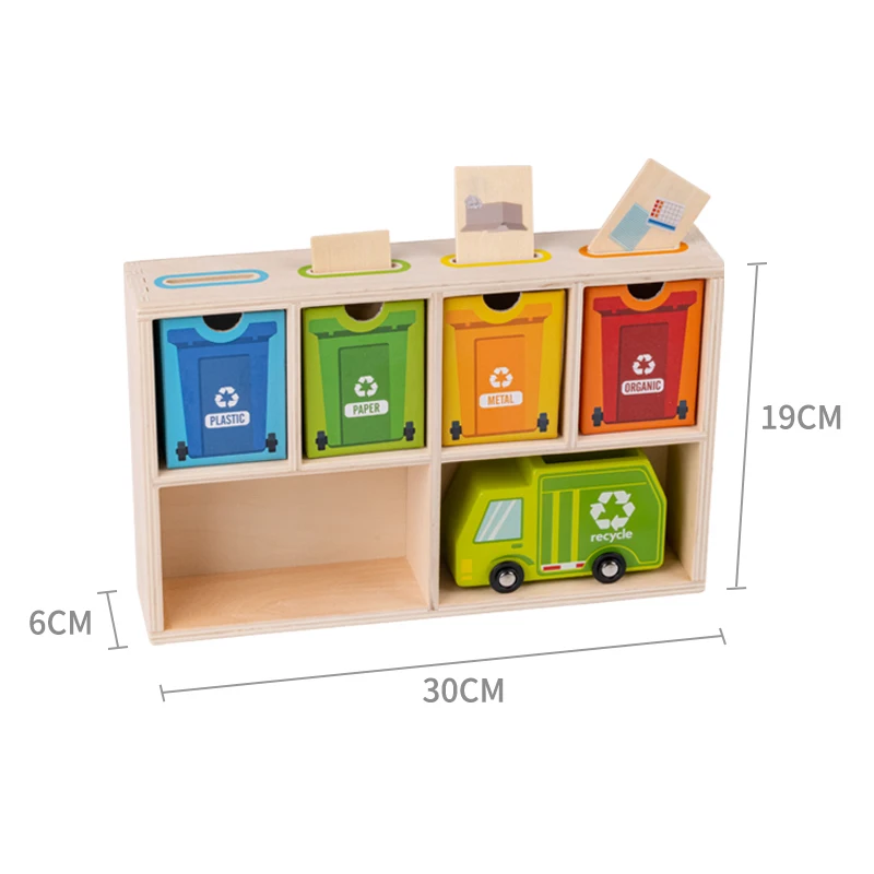 Деревянные контейнеры для сортировки натуральных материалов зеленый Мусоровоз центр переработки игрушек игровой набор с аксессуарами сокращает и повторно использует