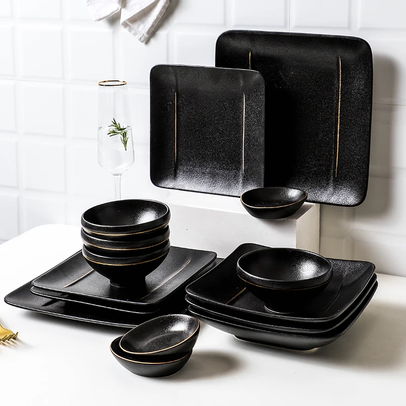 CERAMIC MATTE BLACK DINNERWARE MATTE PLATE BLACK DISH