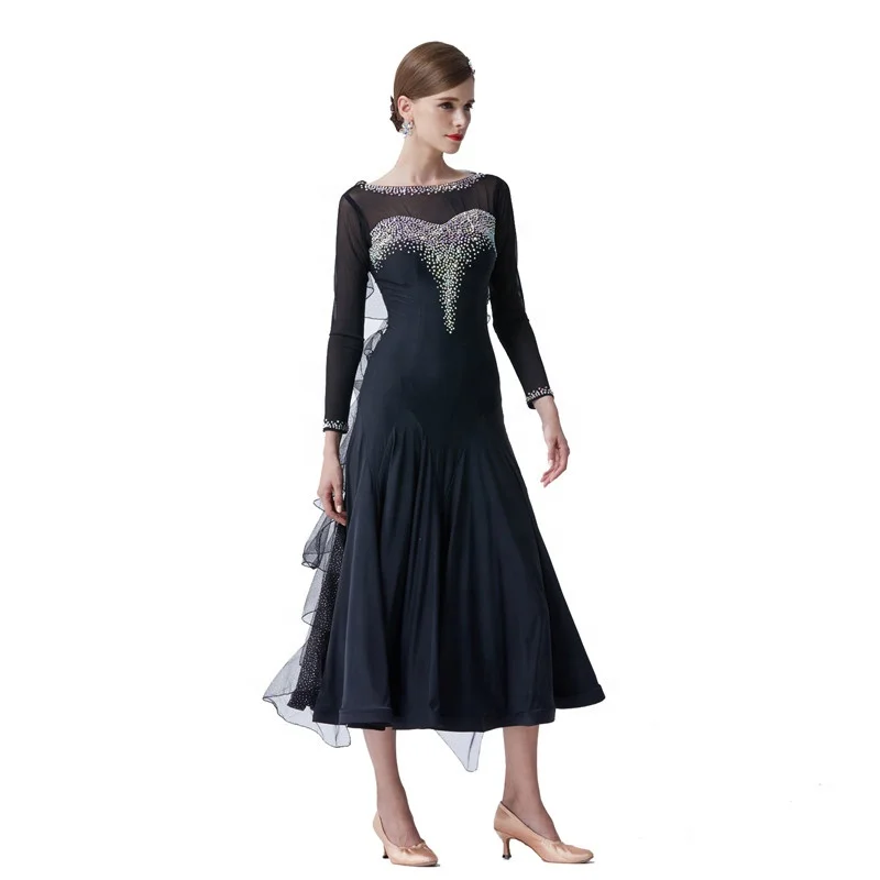 black dress floral embroidery V Neck Lace Long Prom Dresses Embroidered Prom ARD1948 new202410 BLACK SEQUIN DRESS - Primary color:Black Loosely Fitted