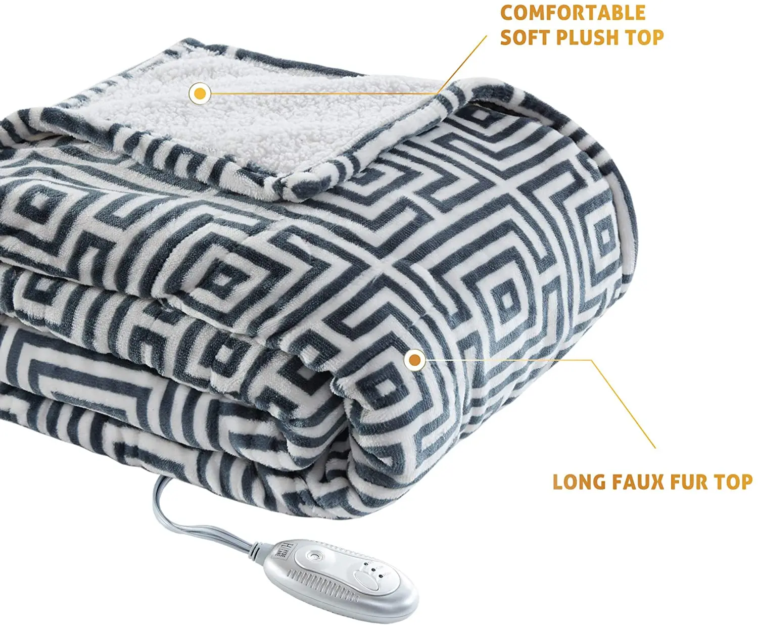 Plaid Printed Luxury 60x70 Oversized Plush Therapedic Electric Heated