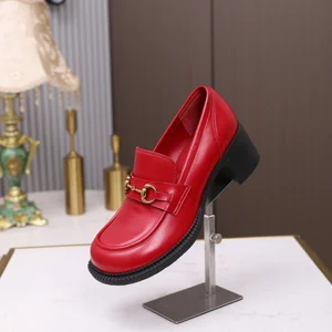 Women's 2026 Summer Fashion Loafers Casual Thick Heel Round Toe Slip-On with Soft Gold Chain for Work Comfortable Loafers