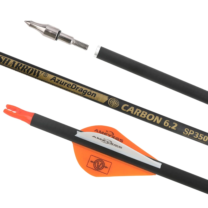Flèches De Tir à L'arc Carbone HNZMDY - SP500 600 - Plumes Naturelles 4'' - 30'' - 80,2cm