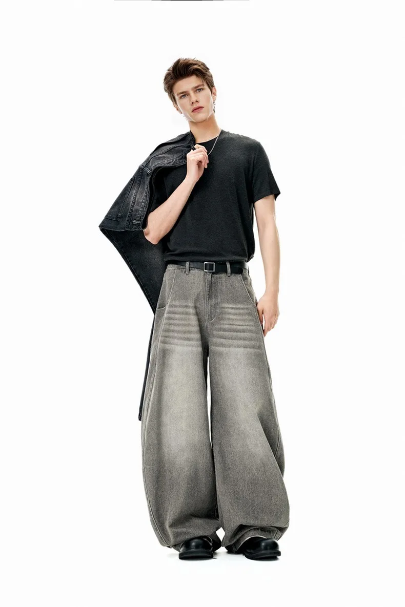 Bomber Jacket Men's Summer New Arrival Streetwear Straight Cut Loose Washed Denim Heart Pattern details