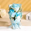 Gypsophile +3 roses Bleu glace pilée