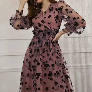 2024 Women's Floral Print Short Dress Custom Logo Bodycon Evening Dress Elegant & Casual Chiffon Fabric Y2K Style