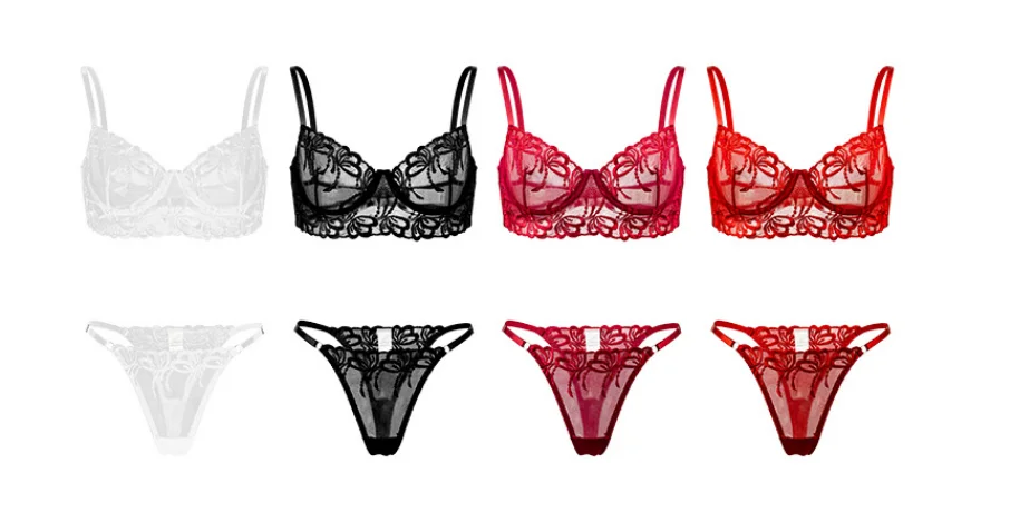 Set di due pezzi di reggiseno e mutandine trasparenti per ragazze intelligenti a buon prezzo_voghion.com