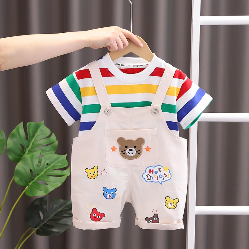 2023 Summer New Cute Baby Clothing Comfortable Kids Tshirt And Strap