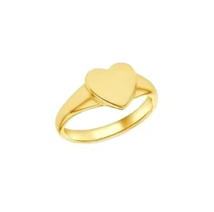 Customized Fashion Minimalist Heart Signet Jewelry 14k Gold Plated 925 Signet Ring