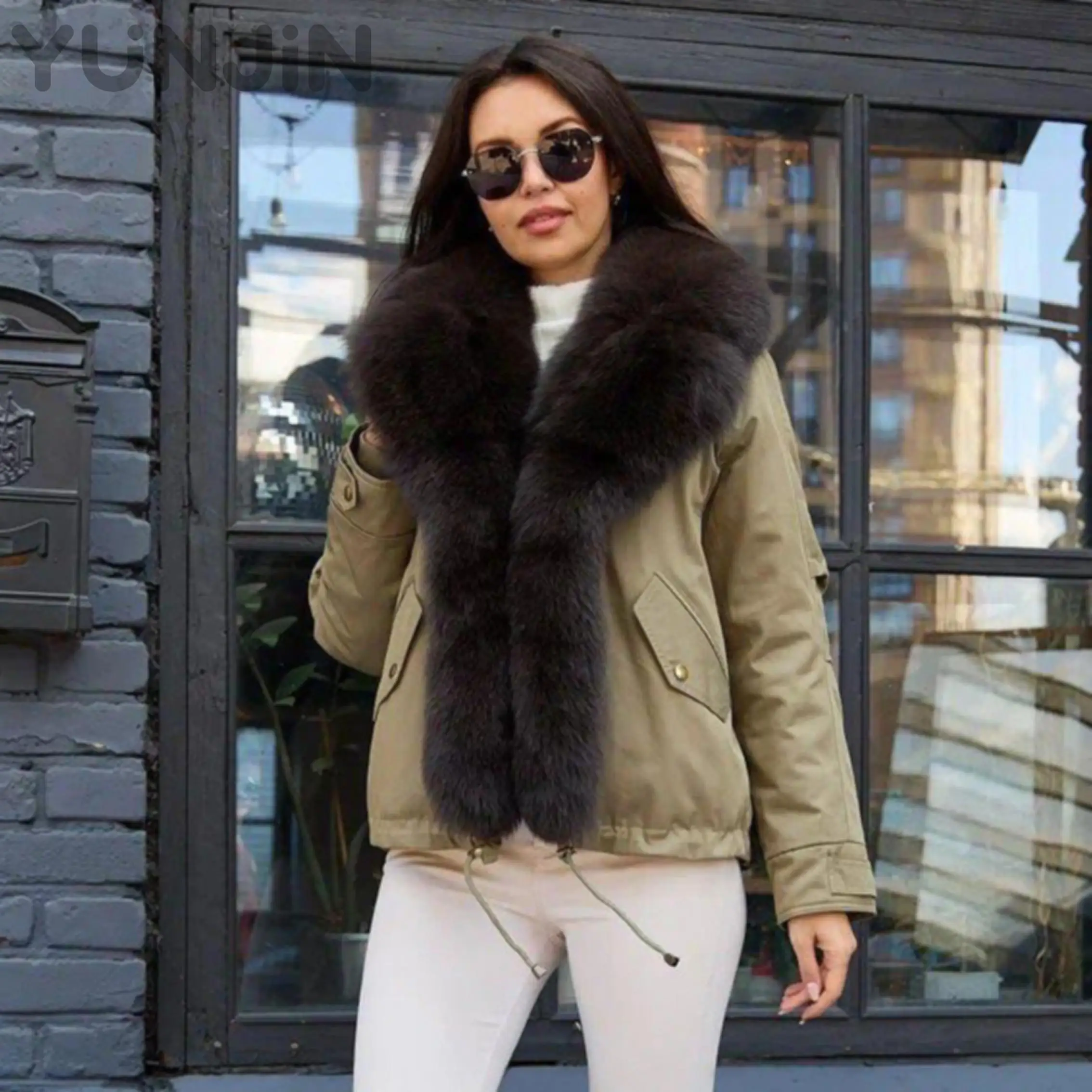 2025AW Women Parker Down Jacket Removable Fox Fur