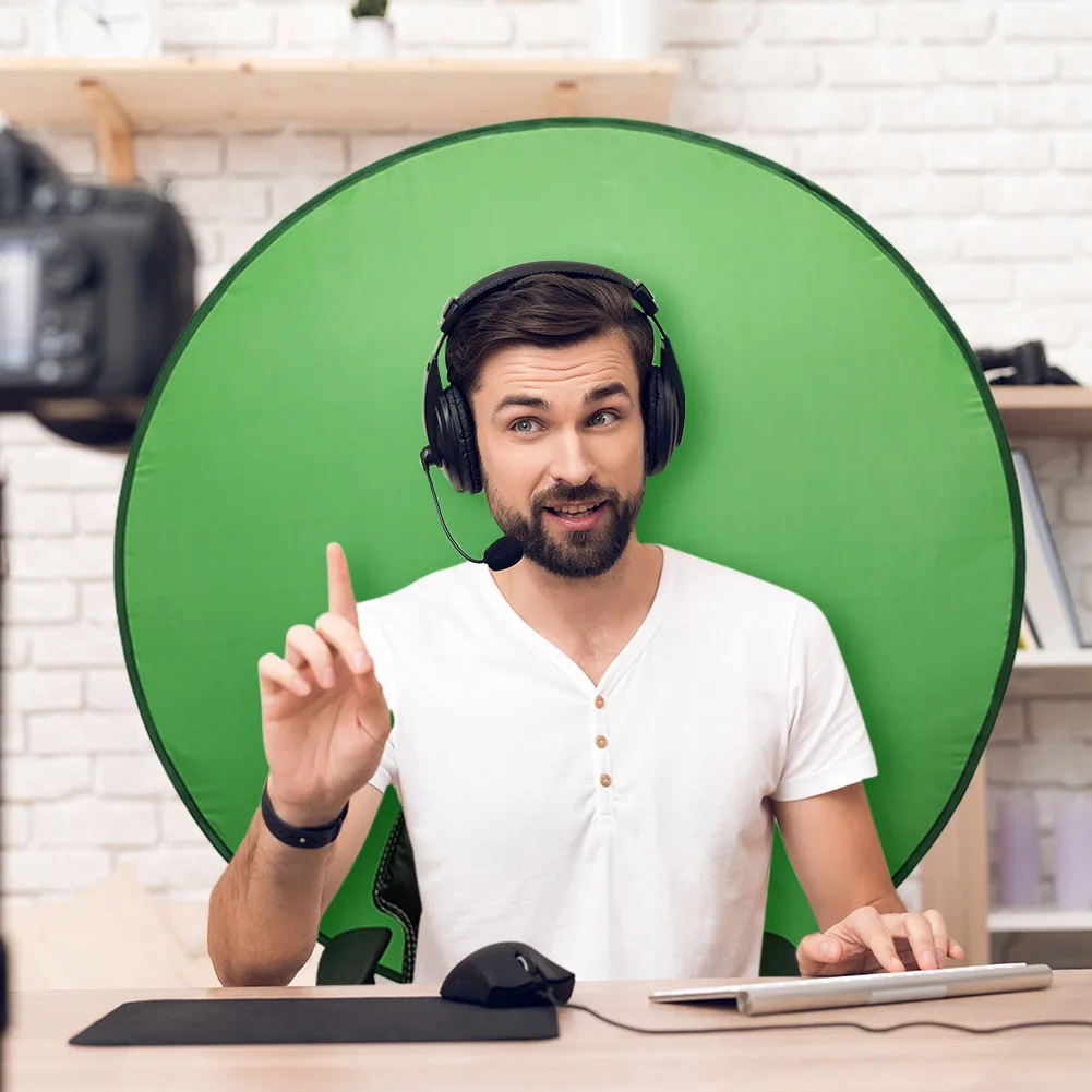 New product Portable chair backdrop Webcam Background Green Screen for Video Chats, Zoom, Skype, Video Photography Backdrops