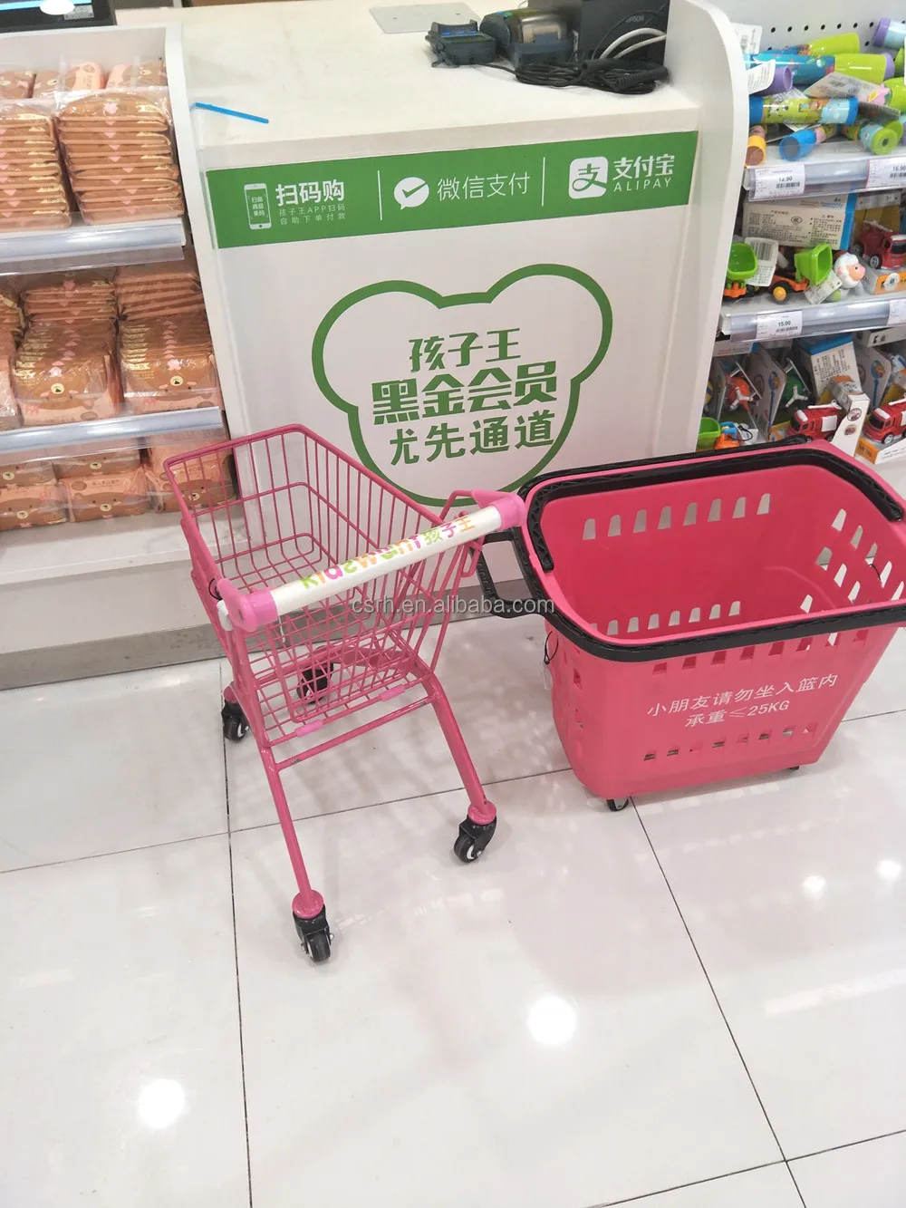 Mini carrito de supermercado, paquete de 4 unidades de carrito de compras  para supermercado, juguete de almacenamiento (rosa, amarillo, rojo, azul)