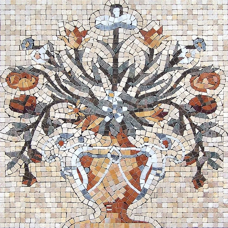カラフルな手作りの花モザイク石アート壁画壁飾り格安床タイル