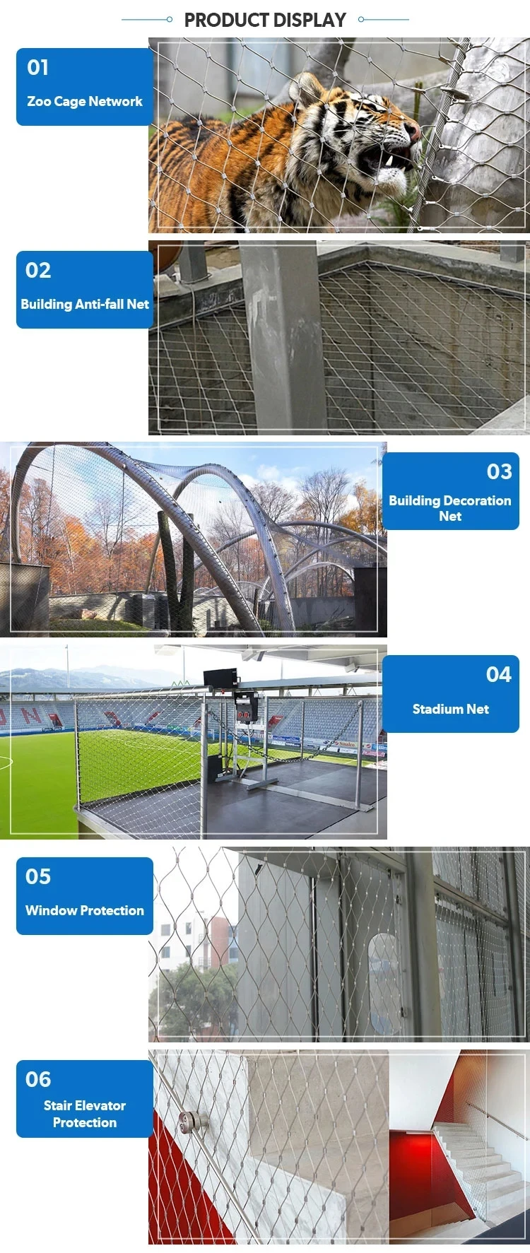 Schwarzoxid-flexibles Edelstahl-Drahtseil-Mesh Cable Web-Netz für Balustrade oder das Mit der Eisenbahn befördern 8