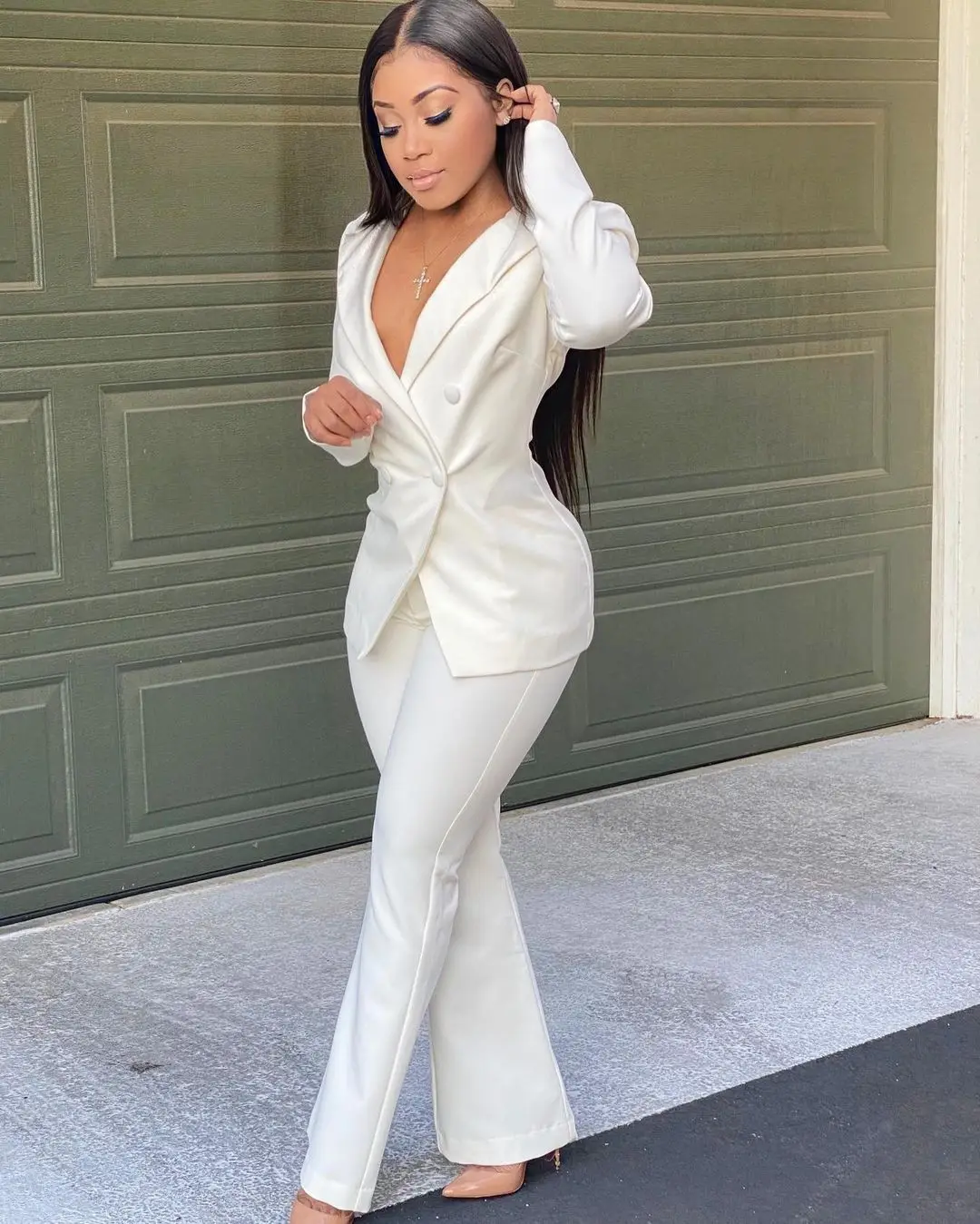 Женская одежда в европейском и американском стиле, оптовая продажа, осень и зима, новинка, Модный повседневный однотонный костюм, двухцветный костюм