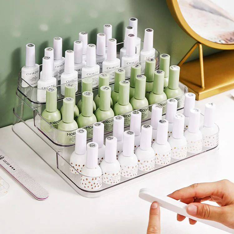 Acrylic desktop cosmetics nail polish glue perfume storage rack stepped shelf multi-layer table display shelf Accept custom