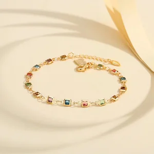 New Arrival Multi-color rainbow Zircon Bracelet Women's Fashion Candy Color Hand Jewelry Wholesale Jewelry