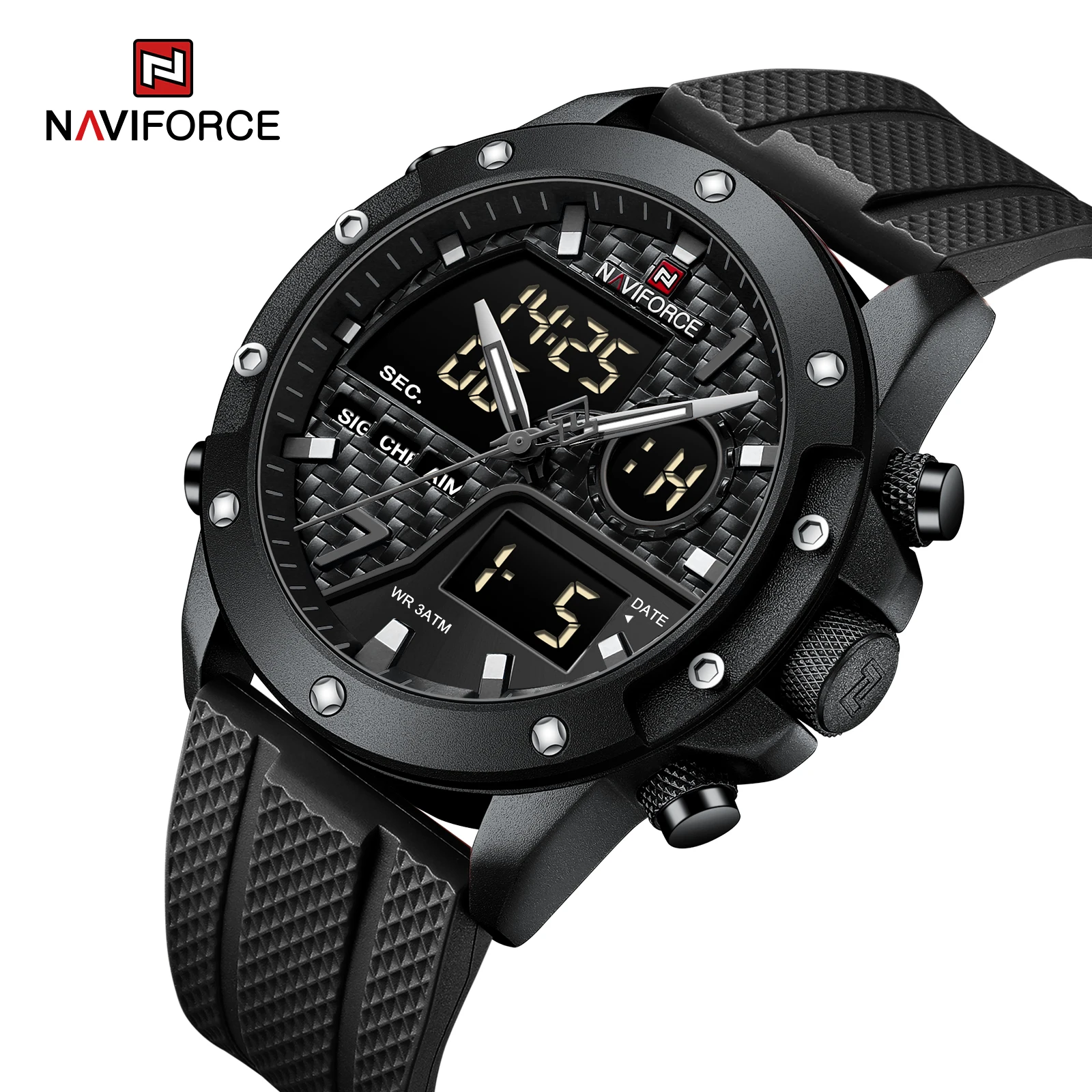 Naviforce 9221 Top Quality Dual Display Quartz Watches For Men Silicon Sport Watch Luxury Men Watches Function Wristwatch Reloj Buy Naviforce Watch For Men Men Watch Silicon Quartz Watches Product