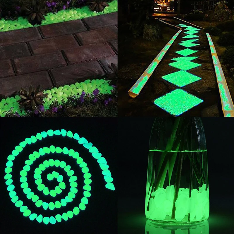 Galets Lumineux Phosphorescents - Lot De 300 Pierres Brillantes - Décoration Jardin Allée Nocturne - Multi-couleurs