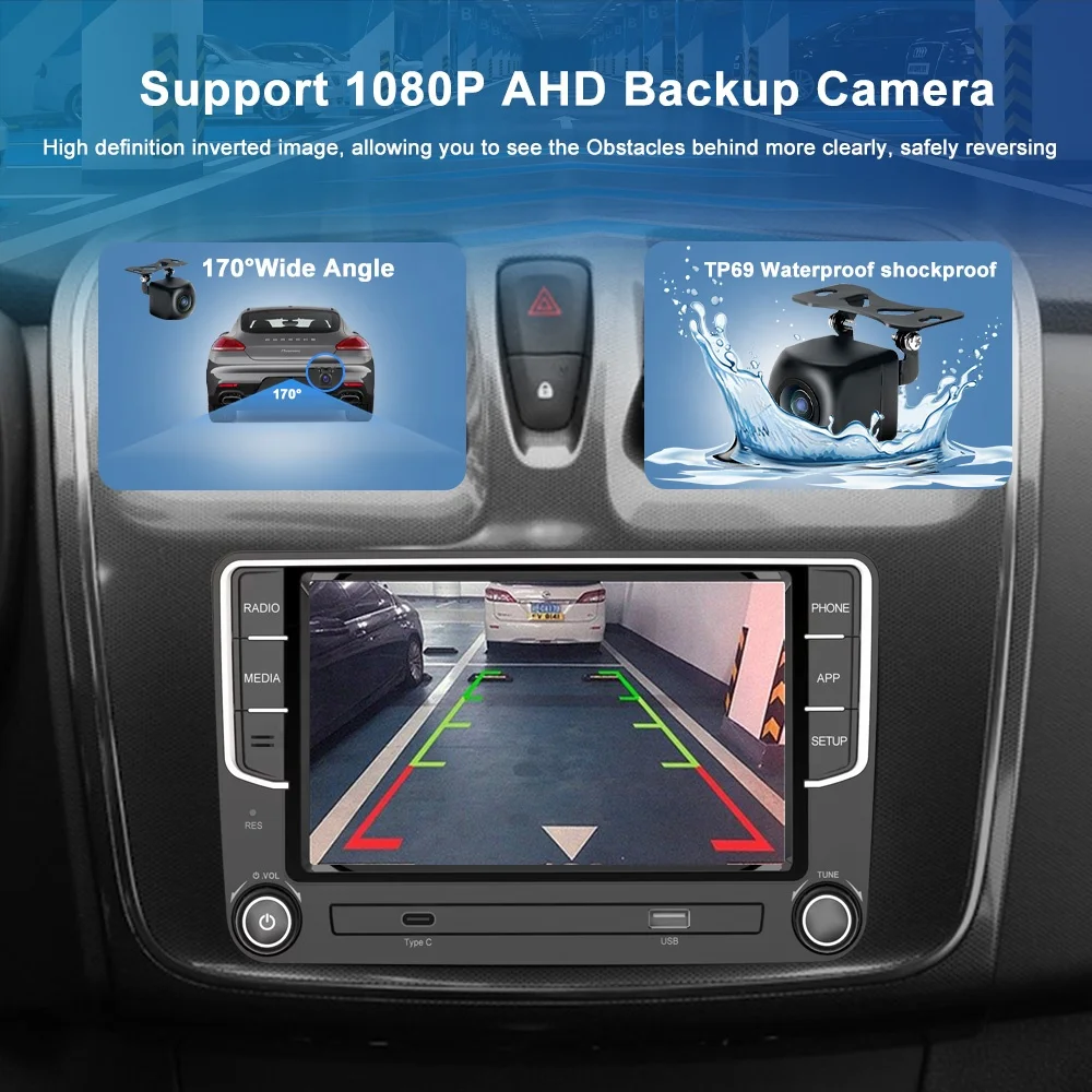 Jmance Factory 7 Inch QLED Screen for Volkswagen 2+32GB 2+64GB BT 5.4 Wired Wireless Android Auto Carplay 2Din Car DVD Player