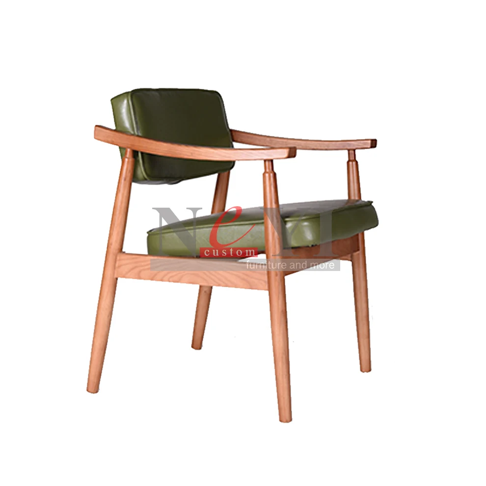 CY180 leather Upholstery Dining in wooden green for Restaurant