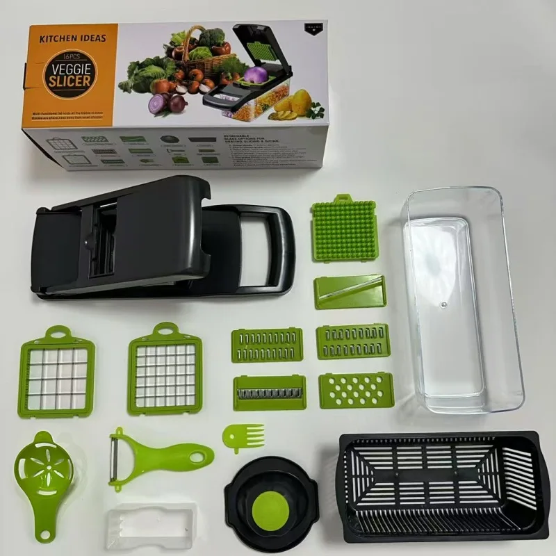 Manual Hand Fruits and Vegetable Cutter All in One 16 in 1 Vegetable Food Chopper Durabl