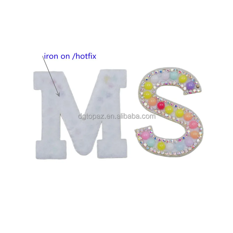 Factory direct sale Y letter iron on patches bulk rainbow pearl letter patches