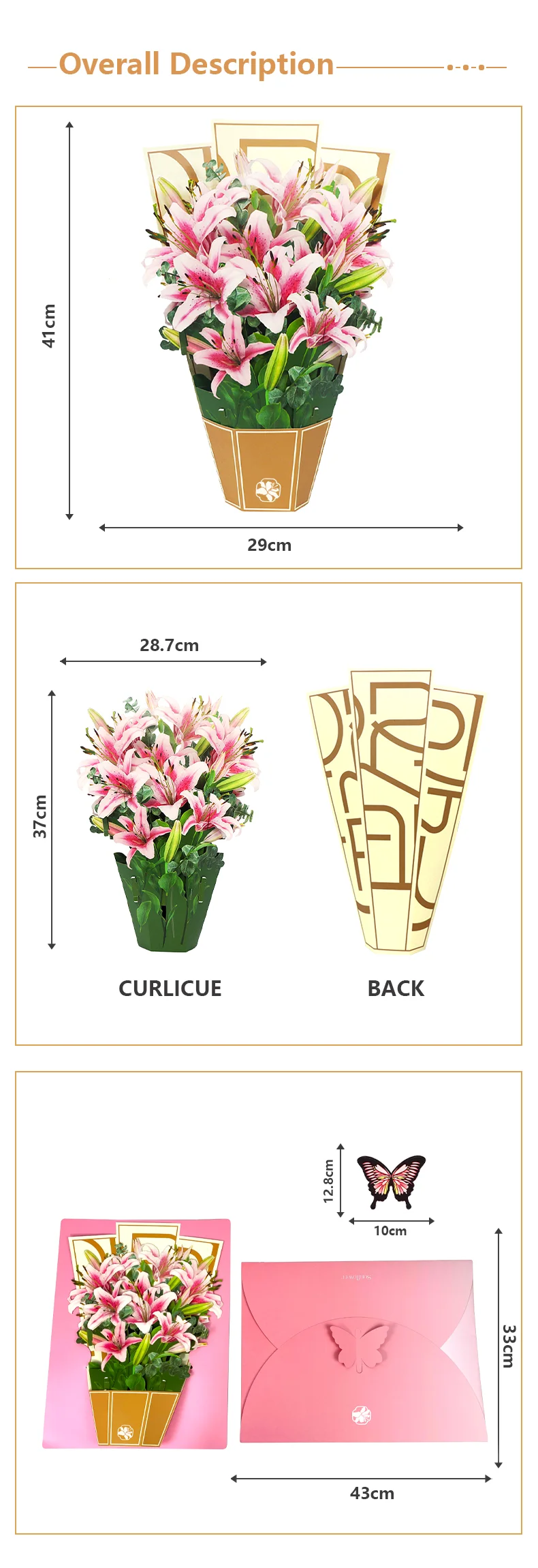 Life Sized Lily Bouquet Card Forever Flower Greeting Card With Note