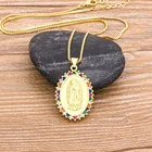 Copper Jewelry Copper 2021 Hot Rainbow Virgin Mary Pendant Necklace Female Gold Crystal Virgin Of Guadalupe Necklace Copper Cubic Zircon Jewelry Lady