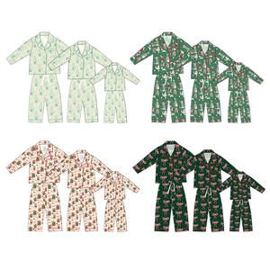 Soft & Breathable Bamboo Family Matching Christmas Print Long-Sleeve Button-Front Pajama Sets for Christmas Season