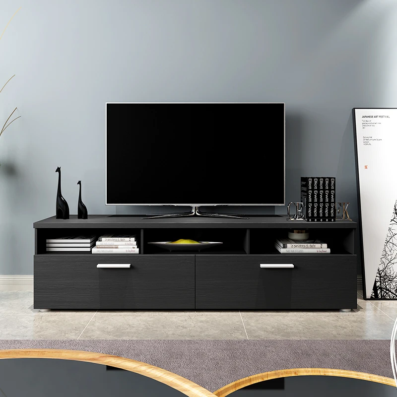 European Style Custom Size Modern Home Furniture Luxury Black Wooden Living Room Console Tv