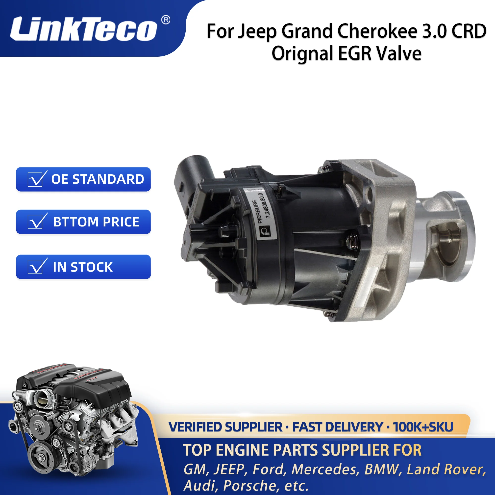 LinkTeco Orignal EGR Valve for Jeep Grand Cherokee 3.0 CRD 2011-2013 68239573AA 68150053AA 068239573AA 49002023F 68211310AA