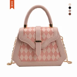 Minissimi Diamond Pattern Metal Chain Strap Casual El Cantasi Trendy Small Ladies Purse Women's Handbags