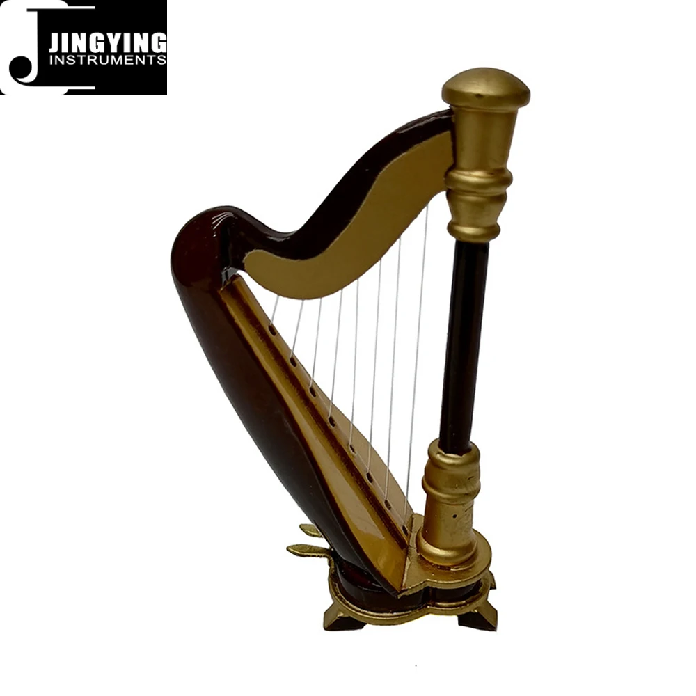 Hongzer Harpe Miniature En Bois 9 Cm – Réplique Décorative Avec Support Et Coffret Cadeau – Idéal Pour Musiciens Et Collectionneurs