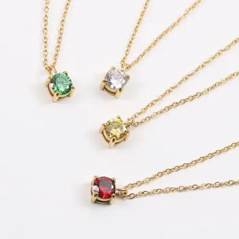 1 Carat Diamond Pendant Necklace Dainty Stainless Steel Jewelry Waterproof Gold Jewelry