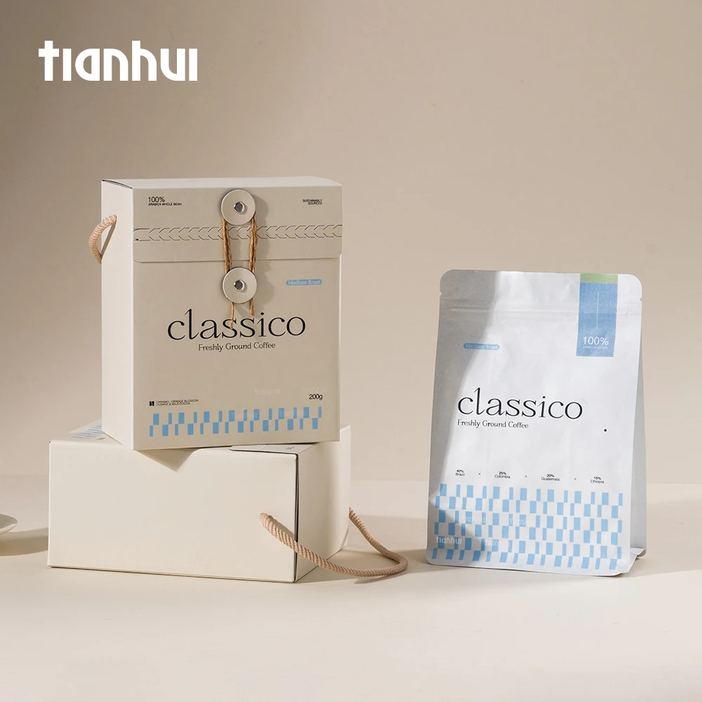 Tianhui Food Grade Resealable Zipper Stand-Up Pouch for Coffee Beans Packaging