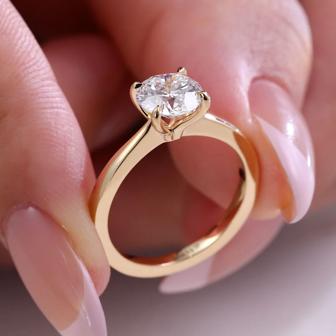 1.5 Carat Round Cut Lab Created Diamond Engagement Ring Diamond Solitaire Engagement Ring Promise Ring 14 k 18 k Gold Jewelry