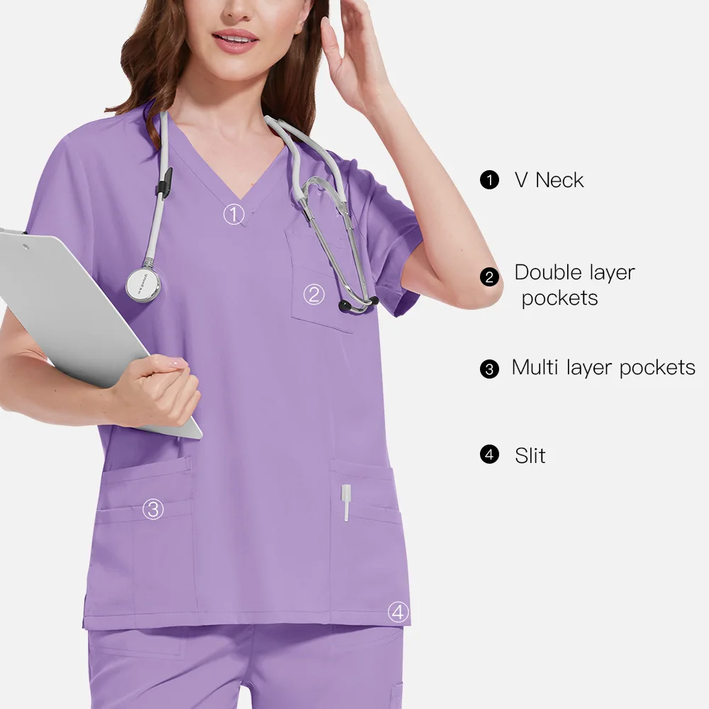 Hot Sell Hospital Medical Surgical Men's Women's Doctor Scrubs Top Pants  Custom OEM Logo Plain Nurse Fashion Scrubs Uniform Set