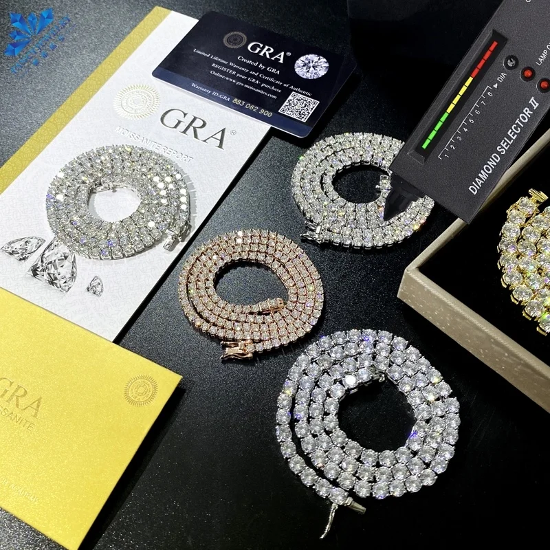 Collane di design per donne stilista di moda collane con ciondolo hip hop argento VVS moissanite dia collana gioielli tennis_voghion.com