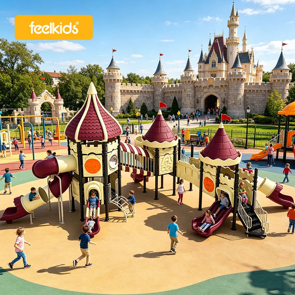 Wholesale Large Commercial Outdoor Playground Equipment Kids Castle Slide Climbing Set for Theme Amusement Park and School