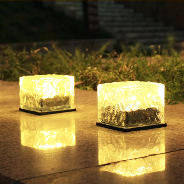 High Quality LED Solar Ground Tile Lamp Garden Lighting Ice Cube Path Floor Stair Buried Light