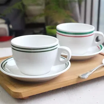 Ceramic Coffee Cup with plate large thick tea afternoon tea hong kong-style simple restaurant home milk cup 300ML