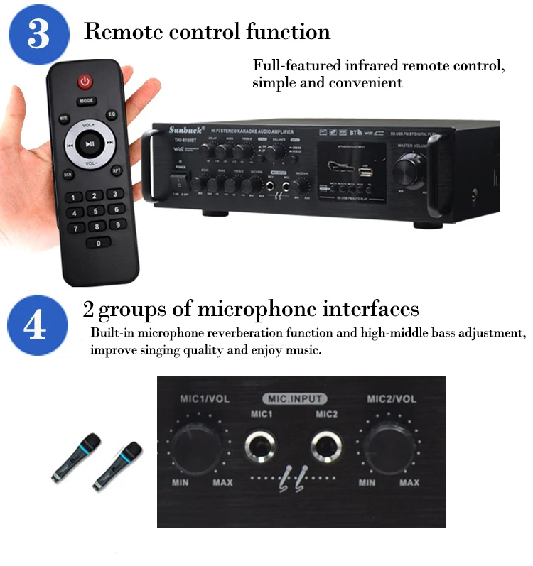 Buy 2.0 Channel 2 Microphone Input Radio Linear Home Karaoke Car Audio