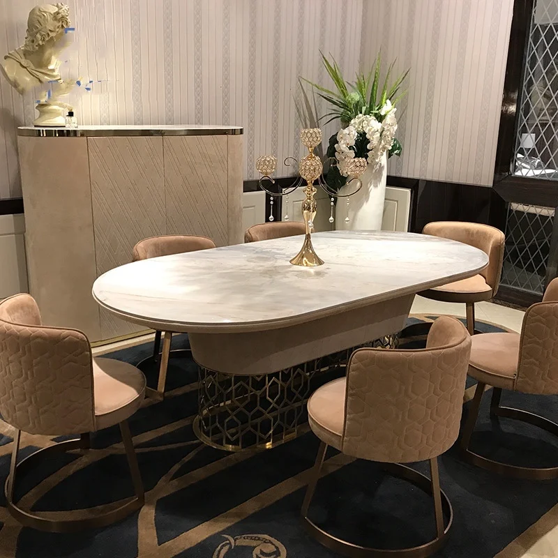 Italian Design Minimalist Slate Dining Table Simple Modern Restaurant Nordic Ins Marble Top Dining Table Set for Home Furniture