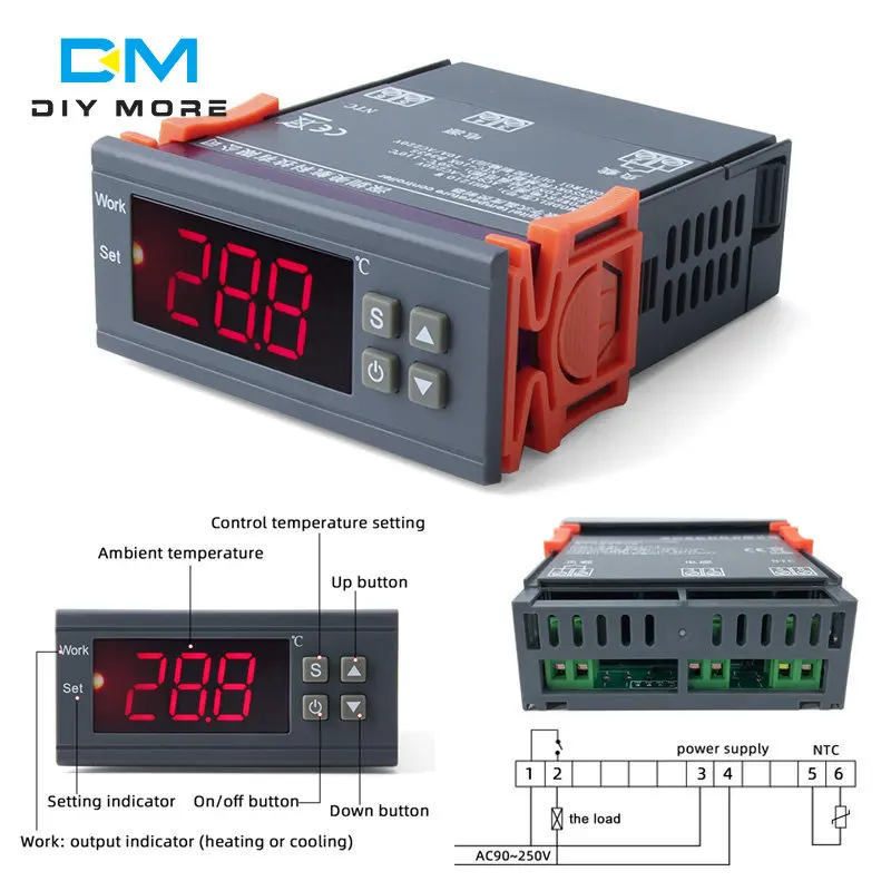 MH1210W AC 110 -220V 10A termometro LED regolatore di temperatura digale con termostato NTC 10K B3435 sonda sensore di temperatura MH1210W AC 110 -220V 10A termometro LED regolatore di temperatura digale con termostato NTC 10K B3435 sonda sensore di temperatura