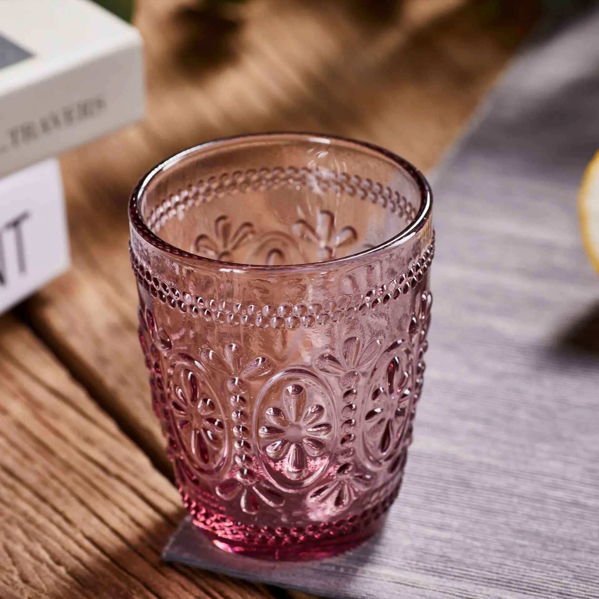Embossed Colored Tumblers Whiskey Heat-resistant Thickened Hammer Glass Cup for Office