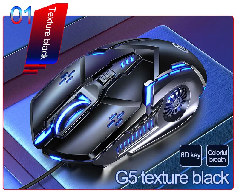 OEM Factory wholesale 3200DPI game esports G5 wired light mouse 6D mechanical mute computer accessories