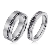 Men's 8mm Tungsten Ring Inlay Meteorite New Cross-Border Trendy Flat Carving Design Wedding Couple Ring