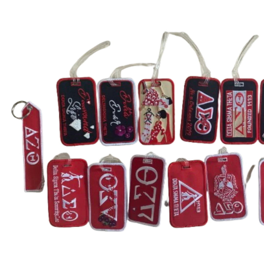 Red Color Delta Founded 1913 Embroidery Luggage Tag
