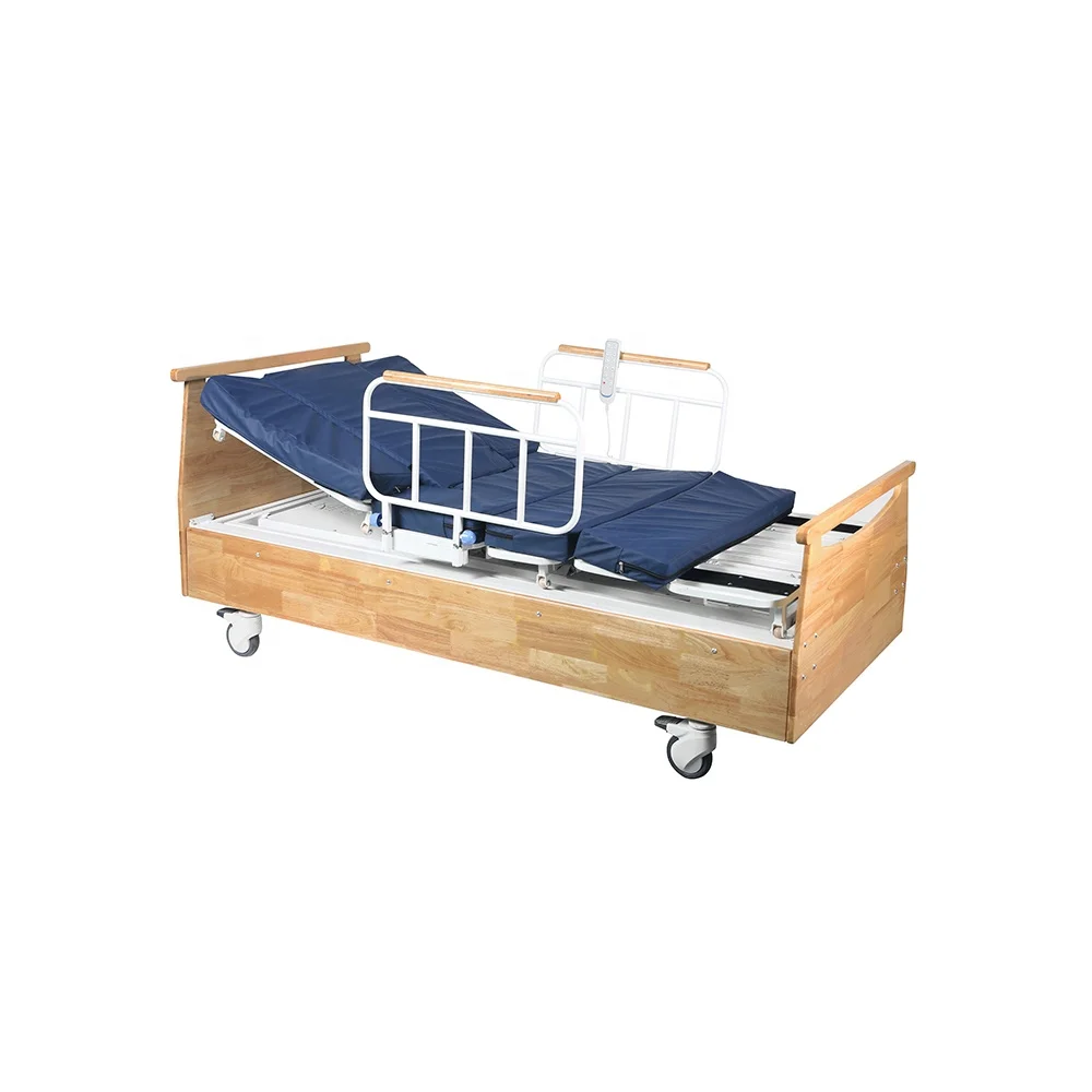 Modern Electric Hospital Bed Infusion Function Adjustable Wooden Headboard ABS Steel Frame Side Tilt Foldable Design for Medical 6