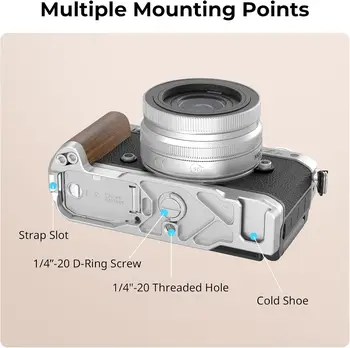 SMALLRIG Z fc Wooden Handgrip, L-Shape Grip Holder for Nikon Z fc Camera, Retro-Style Side Handle(Sliver) - 4803 product image